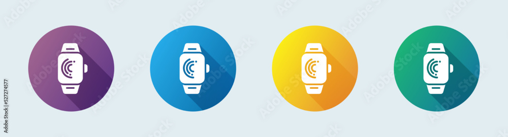 Smartwatch solid icon in flat design style. Smart watch signs vector illustration.