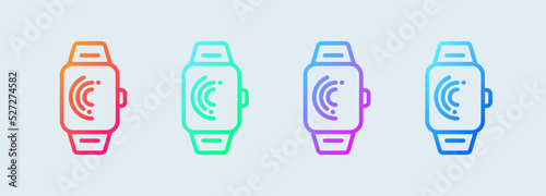 Smartwatch line icon in gradient colors. Smart watch signs vector illustration.
