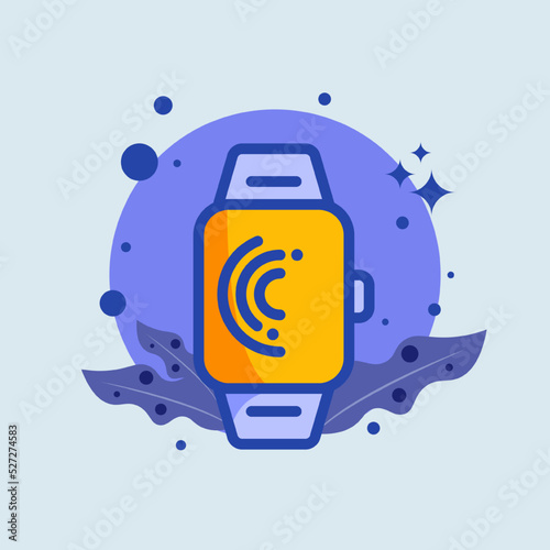 Smartwatch flat illustration. Smart watch signs vector illustration.