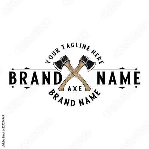 ax vintage logo. two passing axes for the ax throwing community