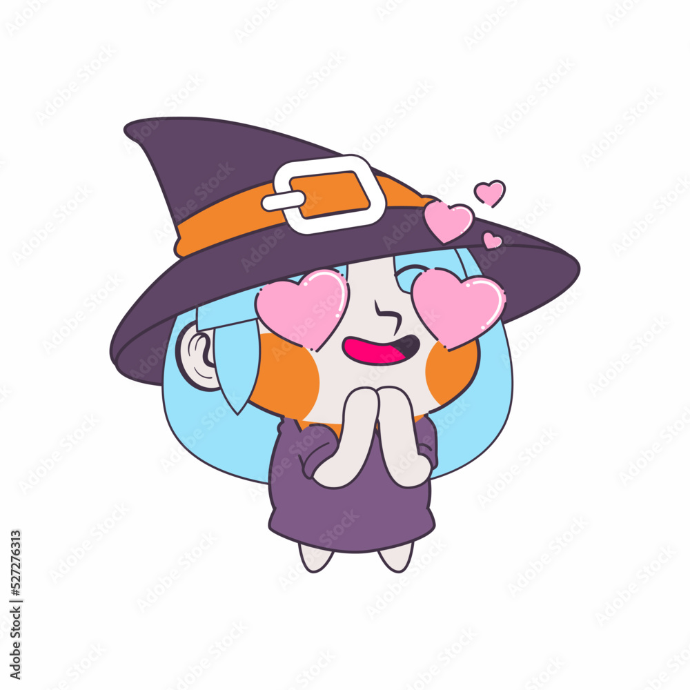cute little witch cartoon vector illustration, witch vector