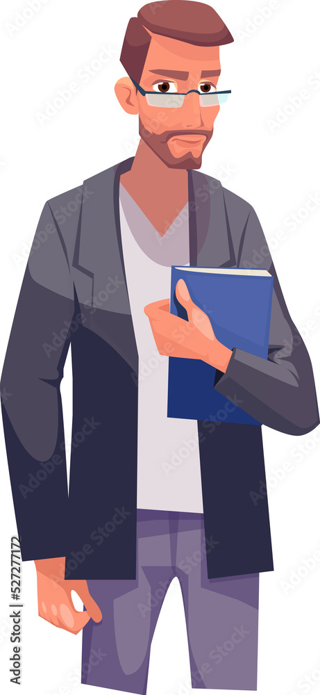 Man, book, glasses Man, book, glasses