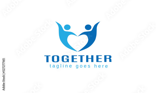 Abstract people heart logo design template