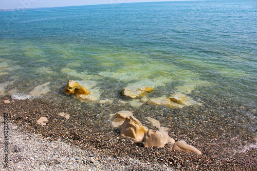 white rocks under the water of the black sea in abkhazia