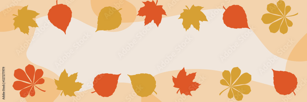 Autumn background for banner or cad with fall leaves. Minimal design. Vector illustration