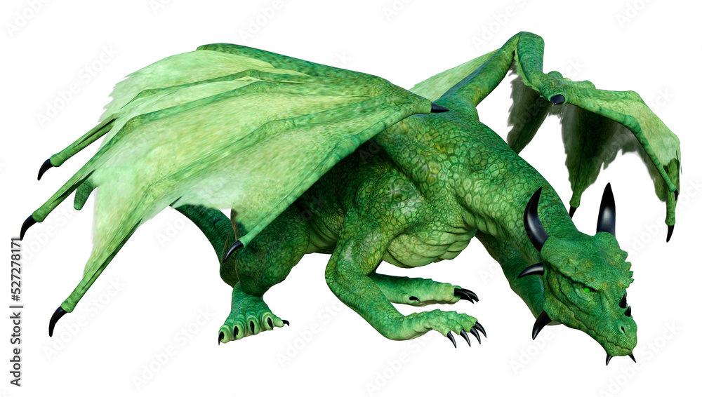 Fototapeta premium 3D Rendering Fairy Tale Dragon on White