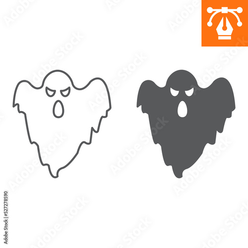 Ghost line and solid icon, outline style icon for web site or mobile app, halloween and horror, spook vector icon, simple vector illustration, vector graphics with editable strokes.