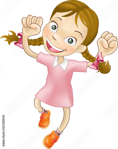 Young girl jumping for joy