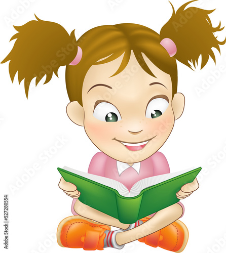 Illustration young girl rea...