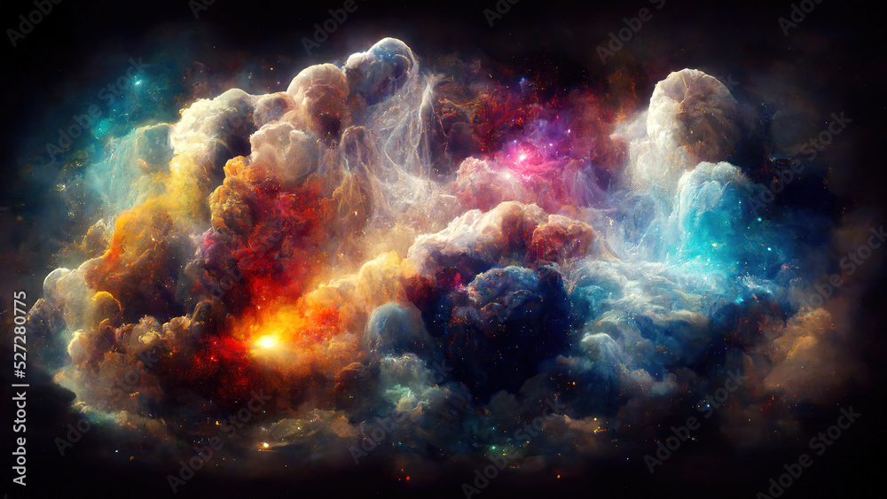 Colorful nebular galaxy stars and clouds as universe wallpaper - obrazy, fototapety, plakaty 