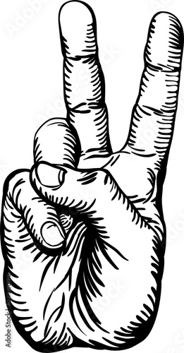 victory salute or peace sign