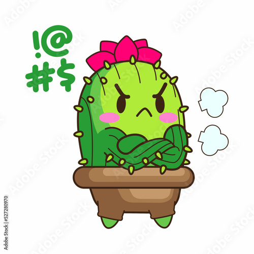 cute little cactus cartoon vector illustration, cactus vector