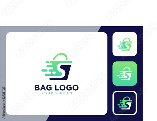 bag logo design with letter s and speed