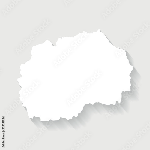 Simple white North Macedonia map on gray background, vector, illustration, eps 10 file