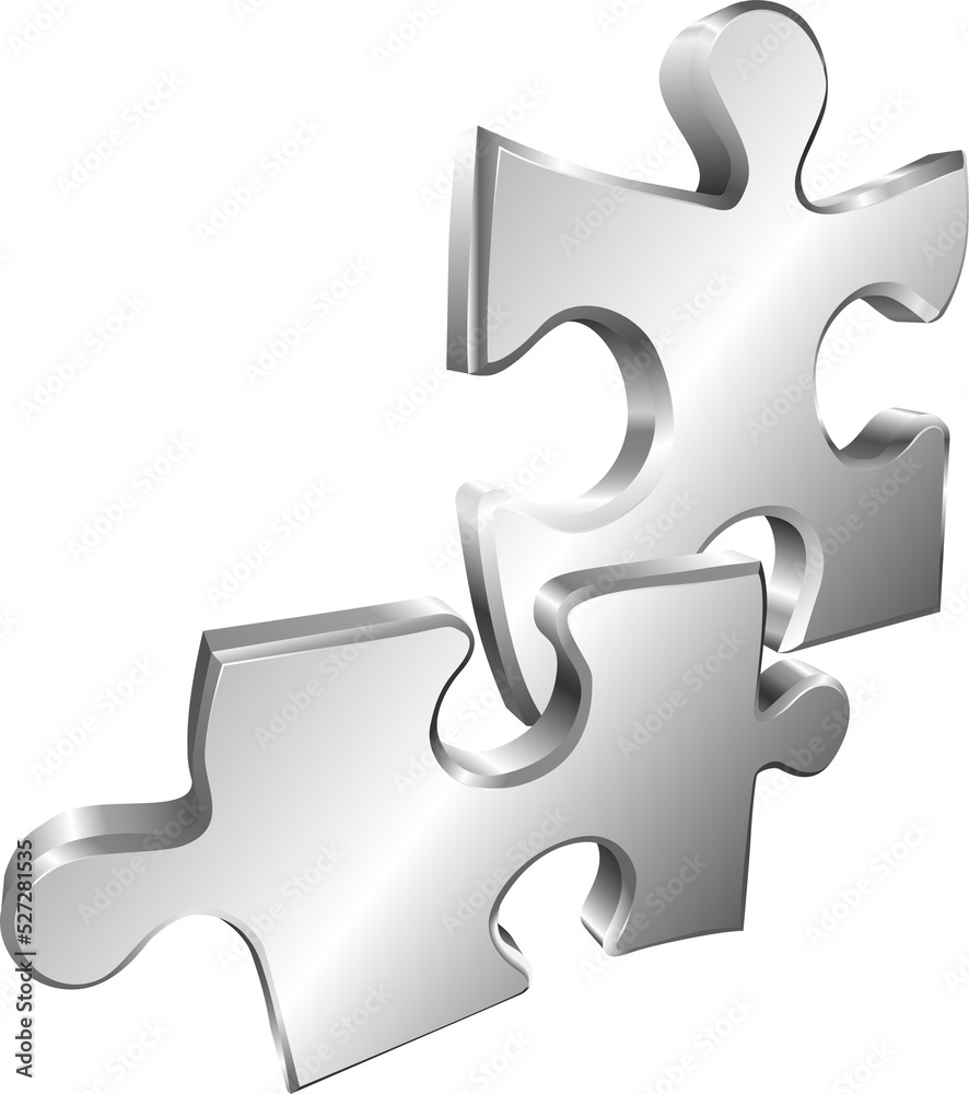 Obraz premium silver metallic jigsaw pieces