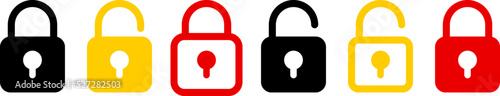 Set of locked and unlocked padlock icon Lock security system symbol web button design