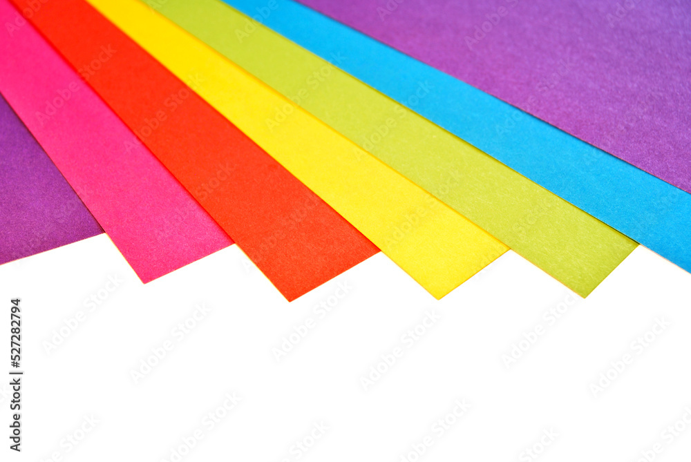 Fototapeta premium Some colorful craft papers foils on white background