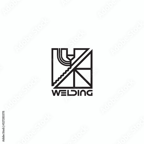 
illustration consisting of an image of the welding process in the form of a symbol or logo
