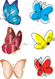 Beautiful Butterfly set Drawed with hand 