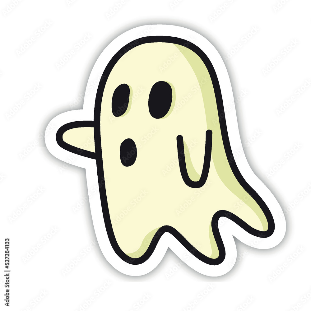 Fototapeta premium knocking cute ghost editable vector sticker for chat app or corporate mascot