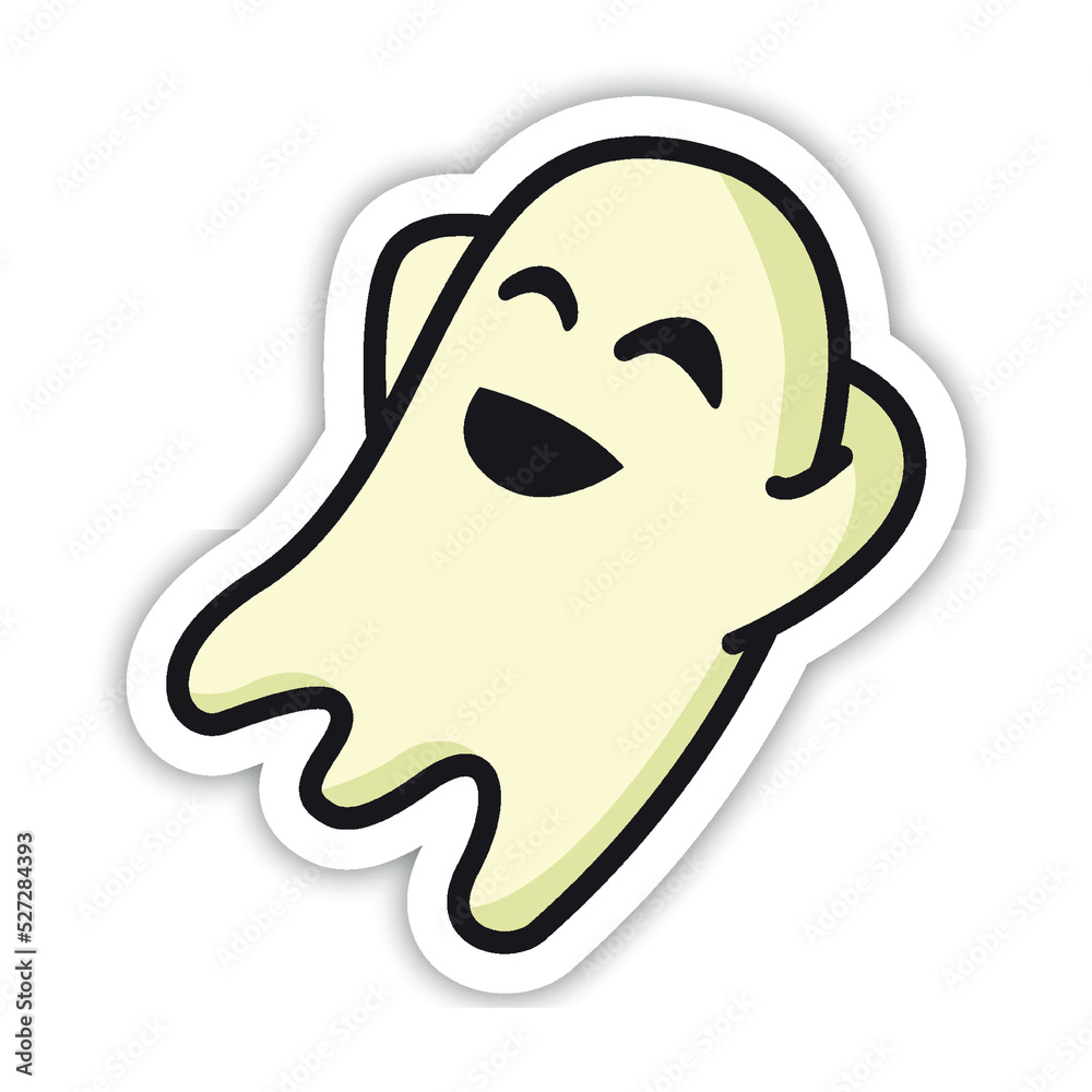 enjoying cute ghost editable vector sticker for chat app or corporate mascot enjoying cute ghost editable vector sticker for chat app or corporate mascot