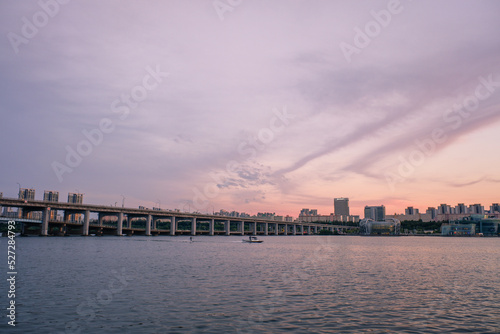 a beautiful sunset view of the Han River in Seoul © 박효철