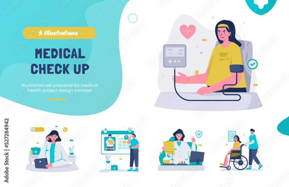 Medical checkup flat design illustration pack Medical checkup flat design illustration pack