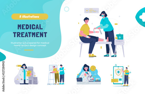 Medical treatment flat design illustration pack © Ilusiku studio