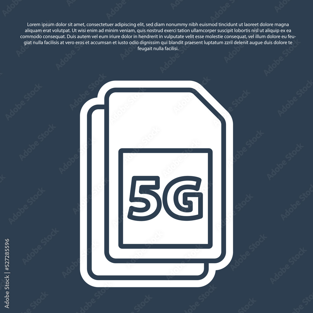 Blue line 5G Sim Card icon isolated on blue background. Mobile and wireless communication technologies. Network chip electronic connection. Vector Blue line 5G Sim Card icon isolated on blue background. Mobile and wireless communication technologies. Network chip electronic connection. Vector