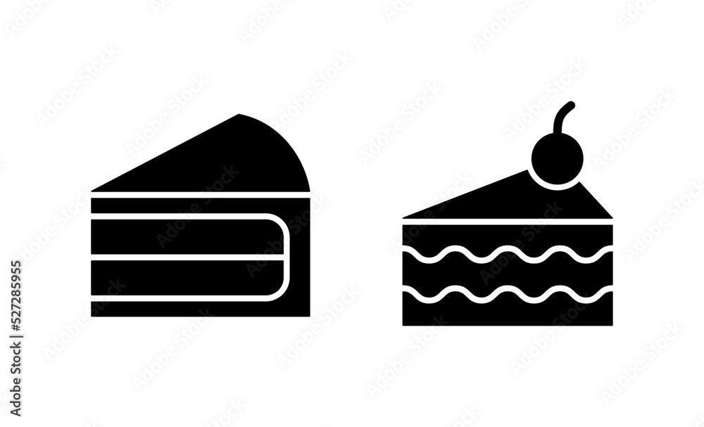 Stencil birthday cake icon isolated on. doodle cake for birthday • wall  stickers vector, traditional, tasty | myloview.com