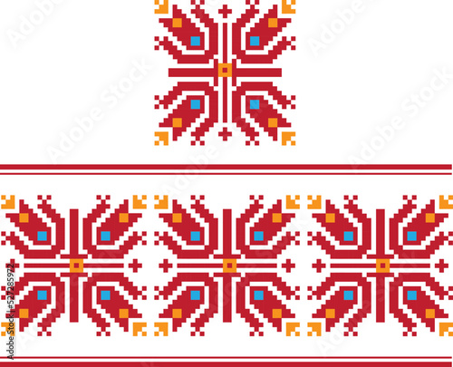 Ethnic bulgarian pattern for embroidery stitch. Pattern template.