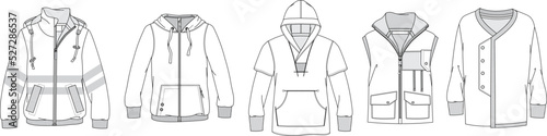 Men's Outerwear. Technical drawing of men's clothes.