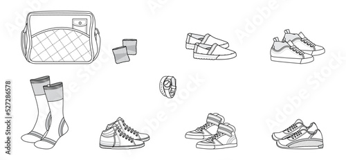 Technical drawings of men's shoes.