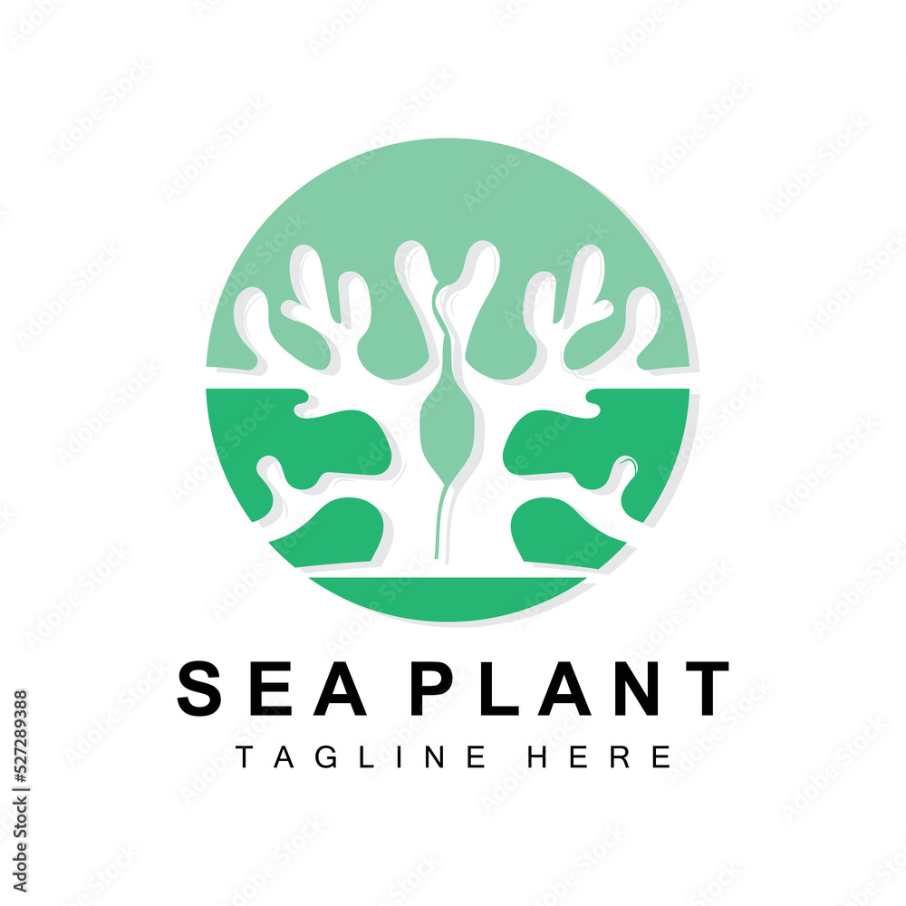 Seaweed Logo, Sea Plants Vector Design, Grocery And Nature Protection Seaweed Logo, Sea Plants Vector Design, Grocery And Nature Protection