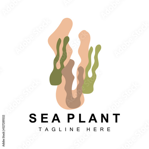 Seaweed Logo, Sea Plants Vector Design, Grocery And Nature Protection