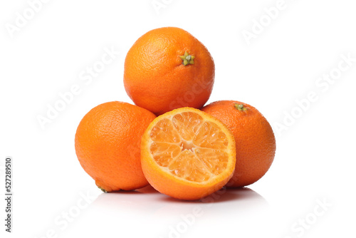 Organic oranges on a white background