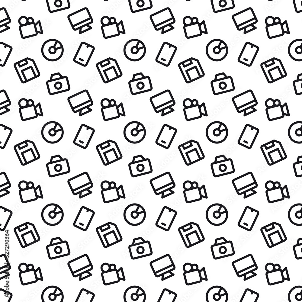 gadget pattern theme editable monochrome seamless 
vector pattern with modern style
