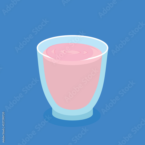 rose yogurt in a glass