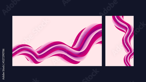 Abstract background image. Pink and purple wavy line. Cream shape.