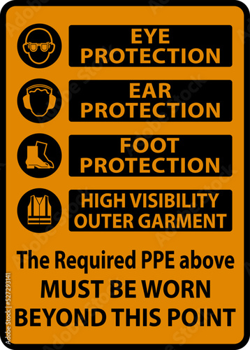 The Required PPE Must Be Worn Sign