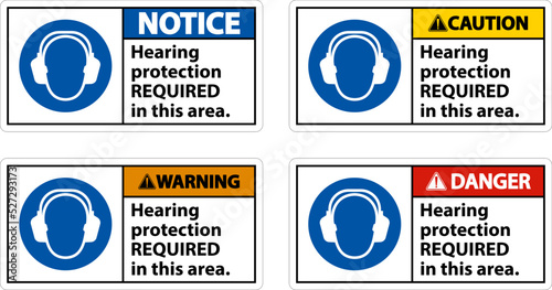 Hearing Protection Required Sign On White Background