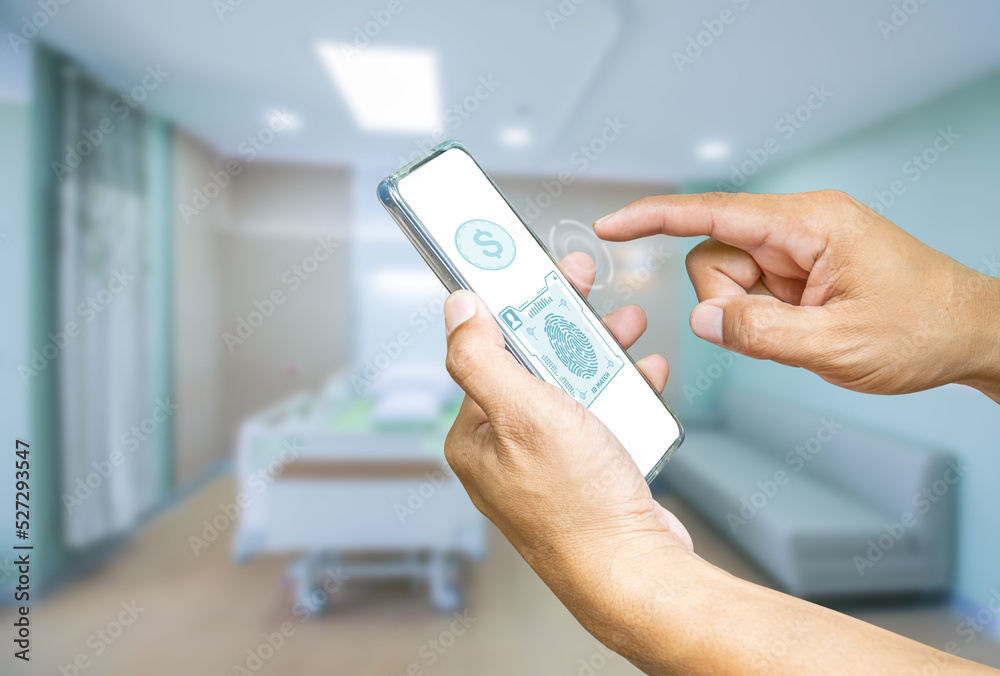 a human using a smartphone with Social media. The concept of living on vacation and playing social media. Check room rates and hospitalization fees. a human using a smartphone with Social media. The concept of living on vacation and playing social media. Check room rates and hospitalization fees.