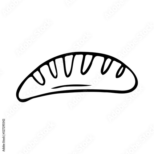 Vector hand drawn doodle sketch baguette bread isolated on white background