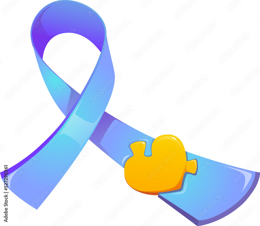 Ribbon and heart, puzzle piece Ribbon and heart, puzzle piece
