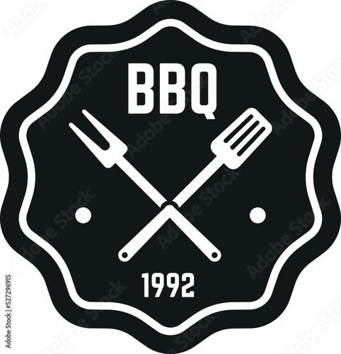 Bbq emblem. Crossed spatula and fork. Black logo