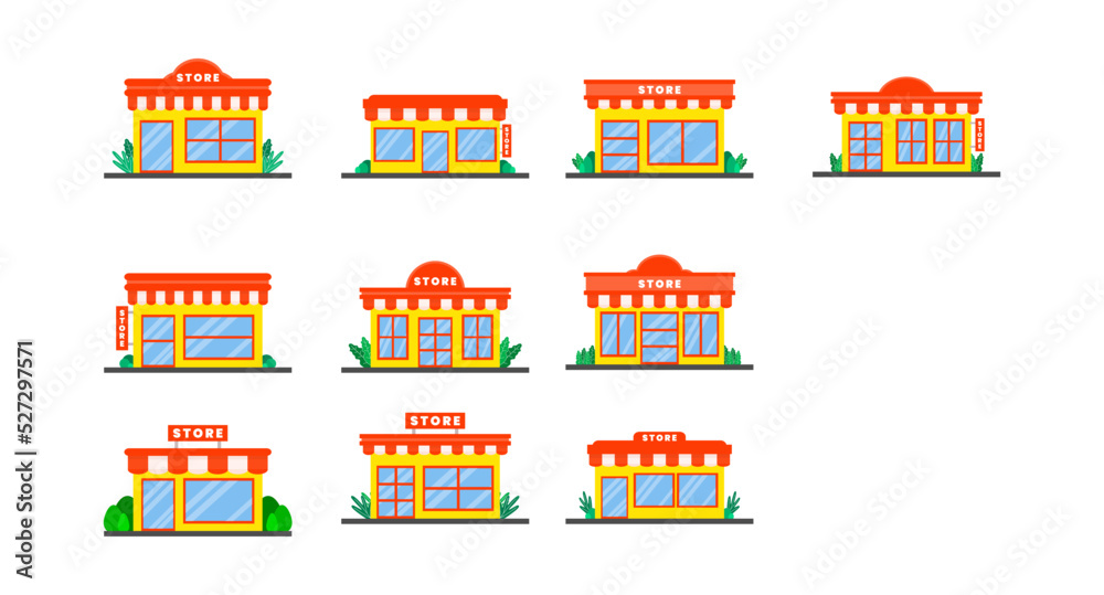 Set of store building design. Store vector illustration