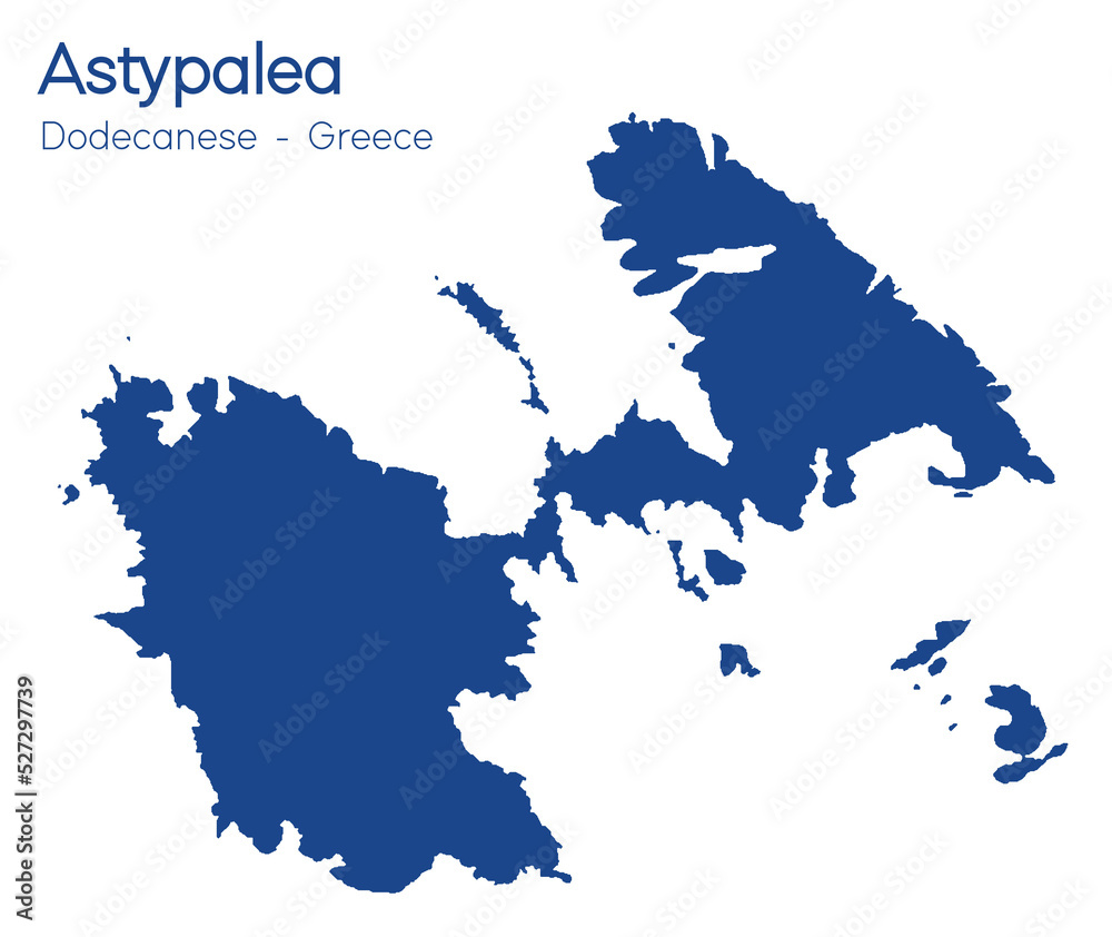 Obraz premium High detail minimal map of Astypalea Island in Greece.