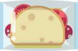 Plastic bag with sandwich. Lunch pack cartoon icon
