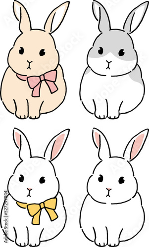 リアルめタッチ　かわいいうさぎのイラストレーションセット