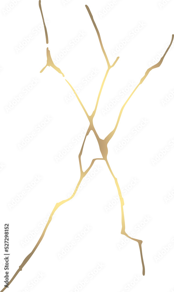 Fototapeta premium Kintsugi art style template. A4 design poster Abstract golden crack texture pattern on grey backdrop. Japanese vintage traditional craft Gold craquelure circle background. Vector illustration graphics